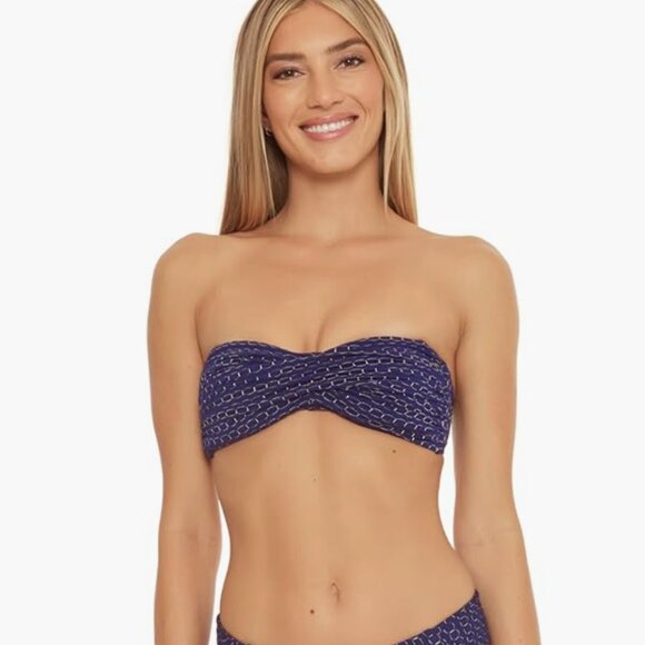 Trina Turk Adeline Metallic Bandeau Top Navy Size 6 7596 - Picture 3 of 3